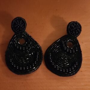 Elegant Black Beaded Earrings